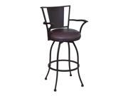Armen Living Dynasty 30 Arm Barstool in Auburn Bay finish with Brown Pu upholst