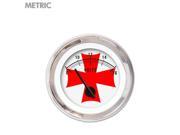 Volt Gauge Metric Iron Cross White Red Cross Black Modern Needles Chrome Trim Rings Style Kit DIY Install