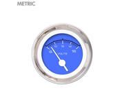 Volt Gauge Metric Competition Blue White Vintage Needles Chrome Trim Rings Style Kit Installed