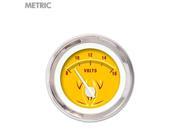Volt Gauge Metric Pinstripe II Yellow White Modern Needles Chrome Trim Rings Style Kit DIY Install