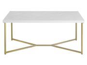 42 inch mid century modern transitional y leg coffee table white faux marblegold