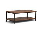 Skyler Solid Mango Wood Coffee Table in Dark Cognac Brown