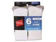 Hanes Boys Crew Socks 6 Pack White Grey Small 1 Pkg