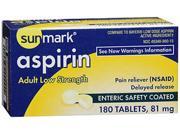Sunmark Aspirin Adult Low Strength 81 mg Enteric Safety Coated Tablets 180 ct