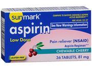 Sunmark Aspirin Adult Low Dose 81 mg Chewable Tablets Cherry 36 ct