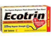 Ecotrin Safety Coated Aspirin 325 mg Regular Strength Pain Reliever 300 Tablets