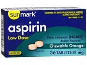 Sunmark Aspirin Adult Low Dose 81 mg Chewable Tablets Orange 36 ct