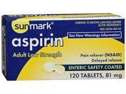 Sunmark Aspirin Adult Low Strength 81 mg Enteric Safety Coated Tablets 120 ct