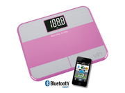 WiTscale S1F PINK Bluetooth Digital Bathroom Scale with Stainless Steel Finished Large Backlit Display and Step On Technology for Galaxy S6 iPhone6S Auto Sy