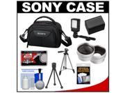 Sony LCS VA15 Carrying Case for Handycam Camcorders Black with Wide Telephoto Lens LED Light Battery Case Tripod Accessory Kit