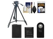 Sony VCT R640 61 Photo Video Tripod with 2 Way Pan Tilt Head Black with NP FW50 Battery Remote Accessory Kit for NEX 5 NEX 5N NEX 7 A55