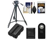 Sony VCT R640 61 Photo Video Tripod with 2 Way Pan Tilt Head Black with NP FM500H Battery Remote Accessory Kit for A57 A65 A77