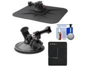 Essentials Bundle for GoPro HD HERO 3 Action Camcorder with Car Suction Windshield Dashboard Mounts Battery Cleaning Kit