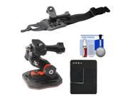 Essentials Bundle for GoPro HD HERO 3 Action Camcorder with Curved Helmet Arm Mounts Battery Cleaning Kit