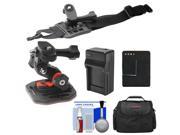 Essentials Bundle for GoPro HD HERO 3 Action Camcorder with Curved Helmet Arm Mounts Battery Charger Case Accessory Kit