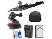 Essentials Bundle for Sony Action Cam HDR AS30V AS20 AS15 AS100V Camcorders with Curved Helmet Arm Mounts Battery Charger Case Accessory Kit