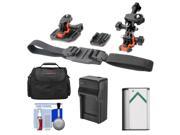 Essentials Bundle for Sony Action Cam HDR AS30V AS20 AS15 AS100V Camcorders with Helmet Flat Surface Mounts Battery Charger Case Accessory Kit