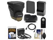 Canon Zoom Pack 1000 Digital SLR Camera Holster Case with LP E12 Battery Charger 3 Filters HDMI Cable Remote Hood Accessory Kit