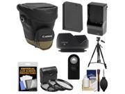 Canon Zoom Pack 1000 Digital SLR Camera Holster Case with LP E12 Battery Charger 3 Filters Tripod Remote Hood Accessory Kit
