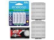 Panasonic eneloop 8 AA 2000mAh Pre Charged NiMH Rechargeable Batteries with 2 AA Battery Cases Microfiber Cleaning Cloth
