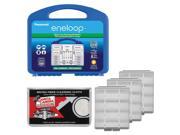 Panasonic eneloop Power Pack Set with 8 AA 2 AAA Rechargeable Batteries Charger Case with 3 AA AAA Battery Cases Microfiber Cleaning Cloth