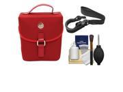 Jill e Microfiber Snap DSLR Camera Case with Detachable Shoulder Strap Red with Camera Strap Accessory Kit