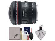 Canon EF 8 15mm f 4.0 L USM Fisheye Zoom Lens with Case EW 77 Lens Hood Canon Cleaning Kit
