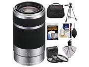 Sony Alpha E Mount 55 210mm f 4.5 6.3 OSS Zoom Lens Silver with 3 UV FLD PL Filters Case Tripod Accessory Kit