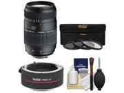Tamron 70 300mm f 4 5.6 Di LD Macro 1 2 Zoom Lens for Canon EOS Cameras with 3 UV CPL ND8 Filters 2x Teleconverter Cleaning Kit