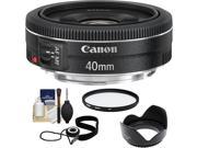 Canon EF 40mm f 2.8 STM Pancake Lens with UV Filter Hood Cleaning Kit