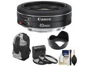 Canon EF 40mm f 2.8 STM Pancake Lens with 3 UV CPL ND8 Filters Hood Backpack Accessory Kit
