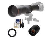 Vivitar 650 1300mm f 8 16 Telephoto Lens Black T Mount with 2x Teleconverter =2600mm Accessory Kit