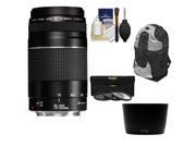 Canon EF 75 300mm f 4 5.6 III Zoom Lens with Backpack 3 UV CPL ND8 Filters Hood Cleaning Kit