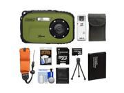Coleman Xtreme C5WP Shock Waterproof Digital Camera Green with 8GB Card Battery Floating Strap Case Accessory Kit