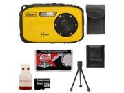 Coleman Xtreme C5WP Shock Waterproof Digital Camera Yellow with 16GB Card Case Accessory Kit