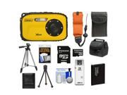 Coleman Xtreme C5WP Shock Waterproof Digital Camera Yellow with 8GB Card Battery Floating Strap 2 Cases Tripod Accessory Kit