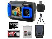 Coleman Duo 2V9WP Dual Screen Shock Waterproof Digital Camera Blue with 16GB Card Case Kit