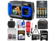 Coleman Duo 2V9WP Dual Screen Shock Waterproof Digital Camera Blue with 32GB Card Batteries Charger Case Float Strap Kit