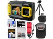 Coleman Duo 2V9WP Dual Screen Shock Waterproof Digital Camera Yellow with 16GB Card Case Float Strap Flex Tripod Kit