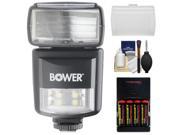 Bower SFD970 2 in 1 Power Zoom Flash LED Video Light for Canon EOS E TTL with Batteries Charger Diffuser Cleaning Kit