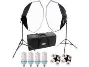 RPS Studio Hybrid Still Video Lighting Studio Kit RS 4085 with 2 28x28 Octagon Softboxes 2 Stands 4 Daylight Lamps Socket Adapter Case