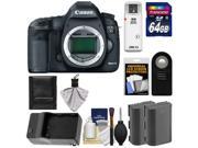 Canon EOS 5D Mark III Digital SLR Camera Body with 64GB Card 2 Batteries Charger Remote Accessory Kit