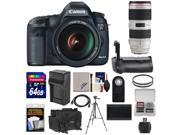 Canon EOS 5D Mark III Digital SLR Camera with EF 24 105mm L IS USM Lens 70 200mm f 2.8 L IS II Lens 64GB Card Grip Battery Charger Case Tripod K
