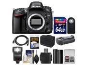 Nikon D610 Digital SLR Camera Body with 64GB Card Case Flash Grip Battery HDMI Cable Remote Accessory Kit