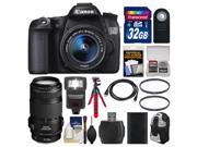 Canon EOS 70D Digital SLR Camera EF S 18 55mm IS STM Lens with 70 300mm IS Lens 32GB Card Backpack Flash Battery Tripod Kit