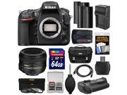 Nikon D810 Digital SLR Camera Body with 50mm f 1.4 Lens 64GB Card 2 Batteries Charger Case GPS Adapter Grip Kit