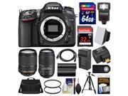 Nikon D7100 Digital SLR Camera with 18 140mm 55 300mm VR Lenses WU 1a Bag 32GB Card with 64GB Card Flash Battery Charger Tripod Filters Kit
