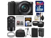 Sony Alpha A5100 Wi Fi Digital Camera 16 50mm Lens Black with 55 210mm Lens 32GB Card Case Battery Charger Tripod Tele Wide Lens Kit