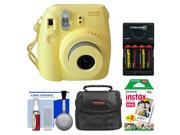Fujifilm Instax Mini 8 Instant Film Camera Yellow with 20 Instant Film Case 4 Batteries Charger Kit