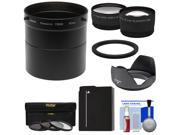 Bower AFZP200 Conversion Adapter Tube for Panasonic Lumix DMC FZ200 Camera 67mm with 2.5x Tele .45x Wide Lenses 3 Filters DMW BLC12 Battery Hood Kit